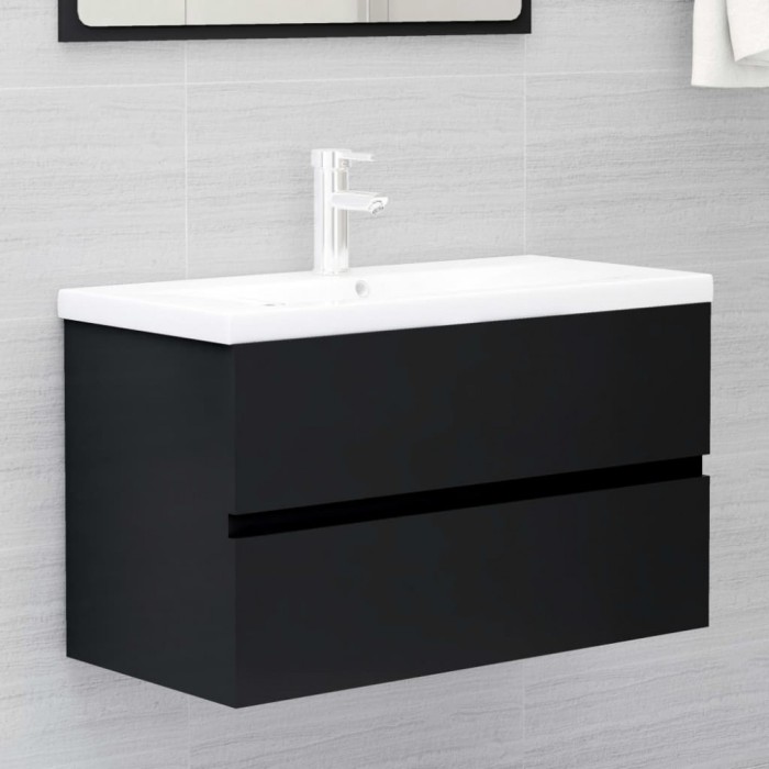 vidaXL Dulap de chiuvetă, negru, 80 x 38,5 x 45 cm, PAL 804747