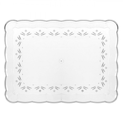Platou Dreptunghiular, Model Flori, Dimensiuni 33x23cm, Transparent, Plastic foto