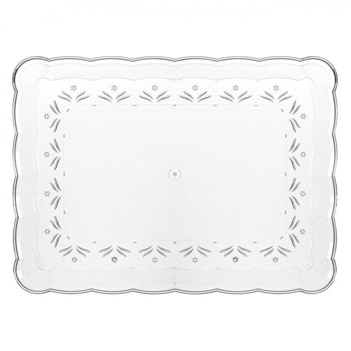 Platou Dreptunghiular, Model Flori, Dimensiuni 33x23cm, Transparent, Plastic