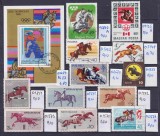 Lot filatelic Sport / Echitație &amp; Hipism - Coliță Mauritania (Moscova '80) &amp; timbre Ungaria, Polonia, URSS, Germania Democrată (RDA), Bulgaria - A991