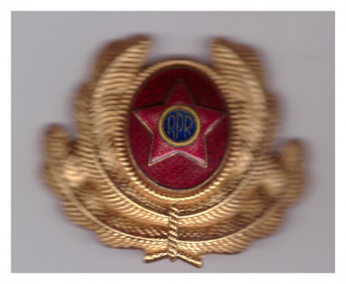 Insemn de coifura/cuc militar RPR, ofiter inferior, auriu