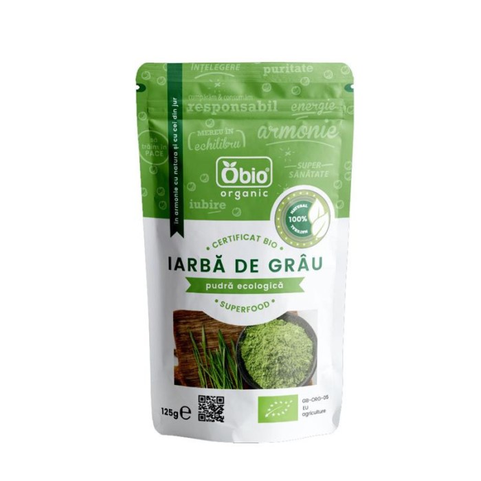 Iarba de Grau Pulbere Raw Bio Obio 125gr