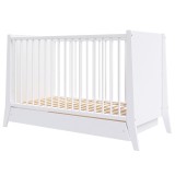 Cumpara ieftin Patut copii din lemn Hubners Cosmo 120x60 cm alb cu sertar