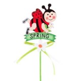 Stick Decorativ pentru Ghiveci, Buburuză de Lemn, 25cm, CMCLASS