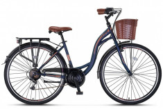 Bicicleta City Umit Alanya, culoare Albastru/Maro, roata 26&amp;quot;, OtelPB Cod:26100000706 foto