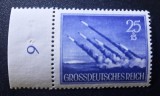 Germania Reich 1944 Ziua Forțelor Armate Artilerie Reactivă Lansatoare Nebelwerfer 25+15pf Margine de Coală cu Cifră MNH Neștampilat - TG1