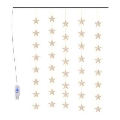 Instalatie lumini tip perdea stele 200 LED alb cald 8 functii foto