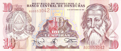 Bancnota Honduras 10 Lempiras 1997 - P82b UNC foto