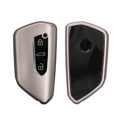 Husa Cheie Auto Kwmobile pentru VW 3 Butoane, Gri/Negru, Silicon, KWM0000252X001C foto