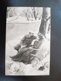 Fotografie tip carte postala, femeie si barbat, 1902