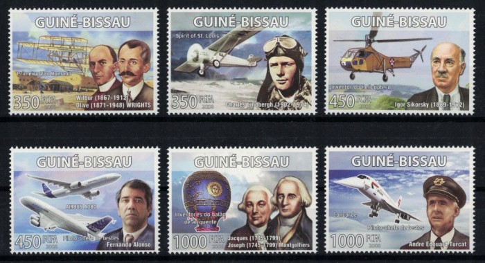 GUINEEA-BISSAU 2008 - Pionieri ai aeronauticii / serie completa MNH