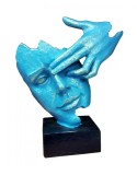 Statueta Decorativa Masca Albastra 22cm, Rasina, Vintage. Obiect Decor Casa, Birou, Cadou Deosebit