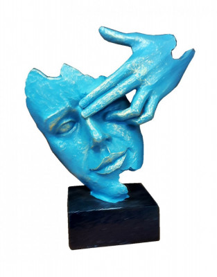 Statueta decorativa masca, Albastru, 22 cm, 637CB foto