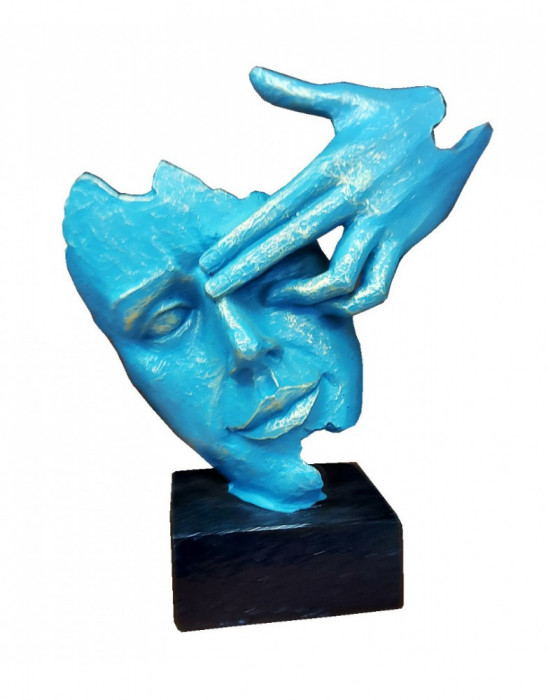 Statueta decorativa masca, Albastru, 22 cm, 637CB