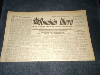 ZIARUL ROMANIA LIBERA 10 IUNIE 1951 foto