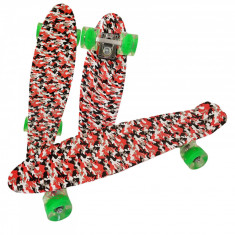 Skateboard cu lumini - 22 55 cm Cruiser Mini Penny Board - Army Rosu foto