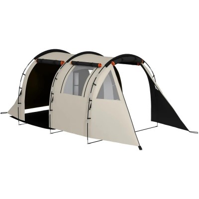 Cort camping, 4-5 persoane, impermeabil, cu vestibul, husa, kaki, 460x230x180 cm foto
