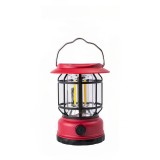 Lampa portabila camping, felinar vintage, abs, iluminare 30 cob led, intensitate reglabila, acumulator inclus, incarcare solara si usb, 5w, flippy, ro