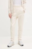 Puma pantaloni de trening femei, culoarea bej, neted, 685051