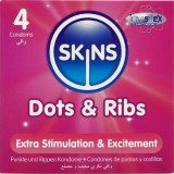 Skins-Dots &amp; Ribs Premium Prezervative Pachet 4-Latex