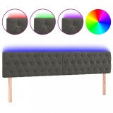 Cumpara ieftin Tablie de pat cu LED, gri inchis, 200x7x78/88 cm, catifea