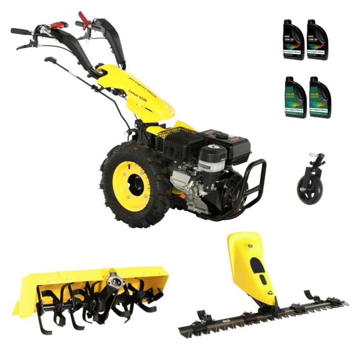 ProGARDEN Pachet Campo U16E Motocultor 14CP + Bara cosire BC120M + Roata sustinere + Freza tractata FT90 + 4L Ulei ProAdvanced PowerfulTools