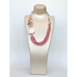 Cumpara ieftin Colier Elaris Opal Roz, Jad, Perle Argint 925 Placat Aur Roz, 56cm, Special Plus. Handmade Italy, Cutie Cadou