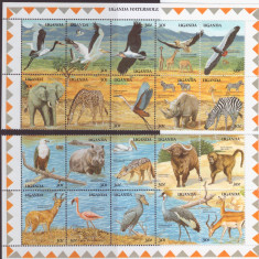 169-UGANDA 1989-Animale din Africa-20 timbre nestampilate MNH