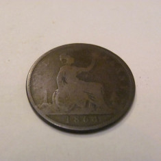 CY - Penny 1864 Marea Britanie Anglia / "4" in cruce / RARA