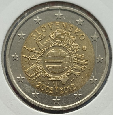 Slovacia 2 euro 2012 - 10 Years of Euro Cash - km 120 - D45401 foto
