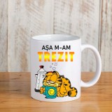 Cana alba personalizata Asa m-am trezit pisica, INOVATIX&reg;. 330ml