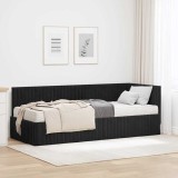 vidaXL Cadru de pat colțar cu saltea cu headboard 2 pcs Negru Catifea 3393803