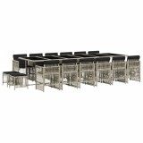 Set mobilier de gradina cu perne 17 piese gri deschis poliratan