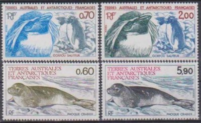 Teritoriul Antarctic Francez (posta) - 1984 - Fauna - gorfou+foca foto