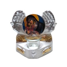 Candela cu doua maini, Fecioara Maria cu pruncul IIsus Hristos, 17 cm, GXL047