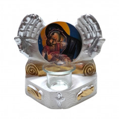 Candela cu doua maini, Fecioara Maria cu pruncul IIsus Hristos, 17 cm, GXL047