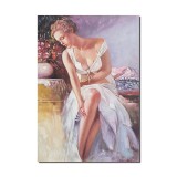 Tablou seminud pictat manual dormitor, living, Senzualitate, 90x60cm ulei pe panza, delicat, Mircea Iordache