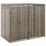 Cumpara ieftin Magazie de pubele dublă, gri, 140x80x117 cm, poliratan