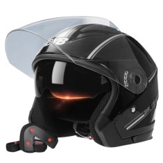 Casca Moto/Scuter FIXATO Italia, Viziera Dubla, Protectie UV, marime universala 56-62cm, Neagra