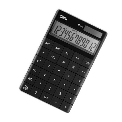 Calculator de Birou Modern Deli 1589, 12 Digits, Negru, Alimentare Dubla, Calculator Birou, Calculator Birou 12 Digits, Calculator Birou cu Verificare foto