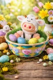 Labubu in cos cu oua - Jucarie de Colectie , Editia Speciala de Pasti - vacuta
