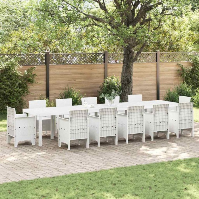 vidaXL Masă de Grădină Alb 400 x 100 x 73 cm poliratan 3378530