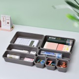 Set 8 cutii depozitare, pentru sertar, cosmetice, ustensile bucatarie, textile, plastic, gri, flippy, 23.5 x 16 cm
