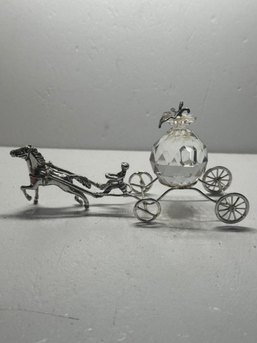 MINIATURA ARGINT 800 + Crystal - CALEASCA - Mare - 69g. - Vintage !