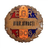 Biroul de Atracții, insignă &icirc;n cadrul Expoziției Generale Rom&acirc;ne, gravor Th. Radivon, 1906