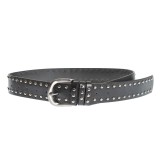 Curea neagra cu tinte metalice si catarama argintie