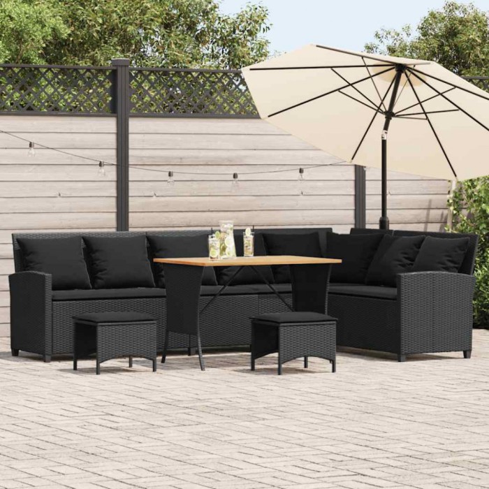 Gossi set canapea de gradina 4 piese cu perne, in forma de l negru