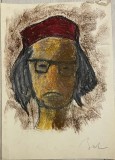 Studiu pentru Autoportret , Corneliu Baba, creioane cerate, 20x28 cm, artă rom&acirc;nească, artist rom&acirc;n, schiță studiu