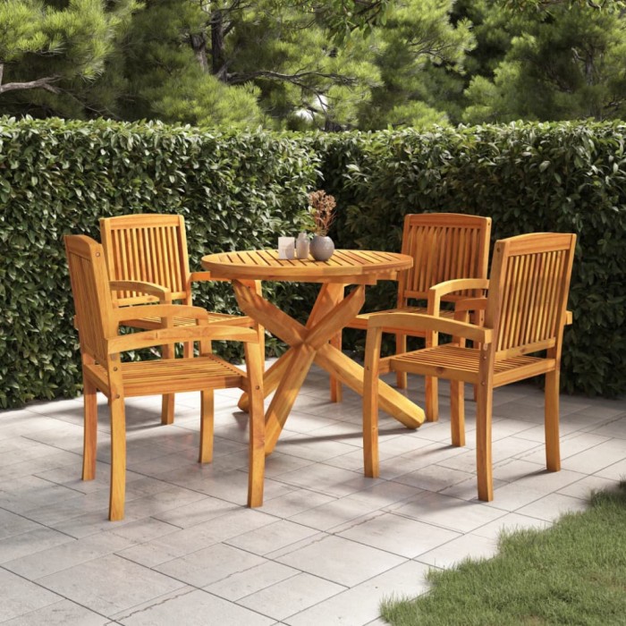 vidaXL Set mobilier de grădină, 5 piese, din lemn masiv de tec 3073201
