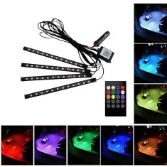 Set 4 benzi LED auto, RGB, telecomanda, 12 LED/banda